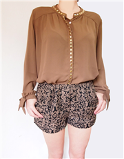 Studded Collar and Placket Blouse