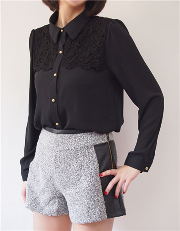 Chiffon Shirt With Embroidered Lace