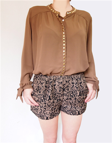 Studded Collar and Placket Blouse